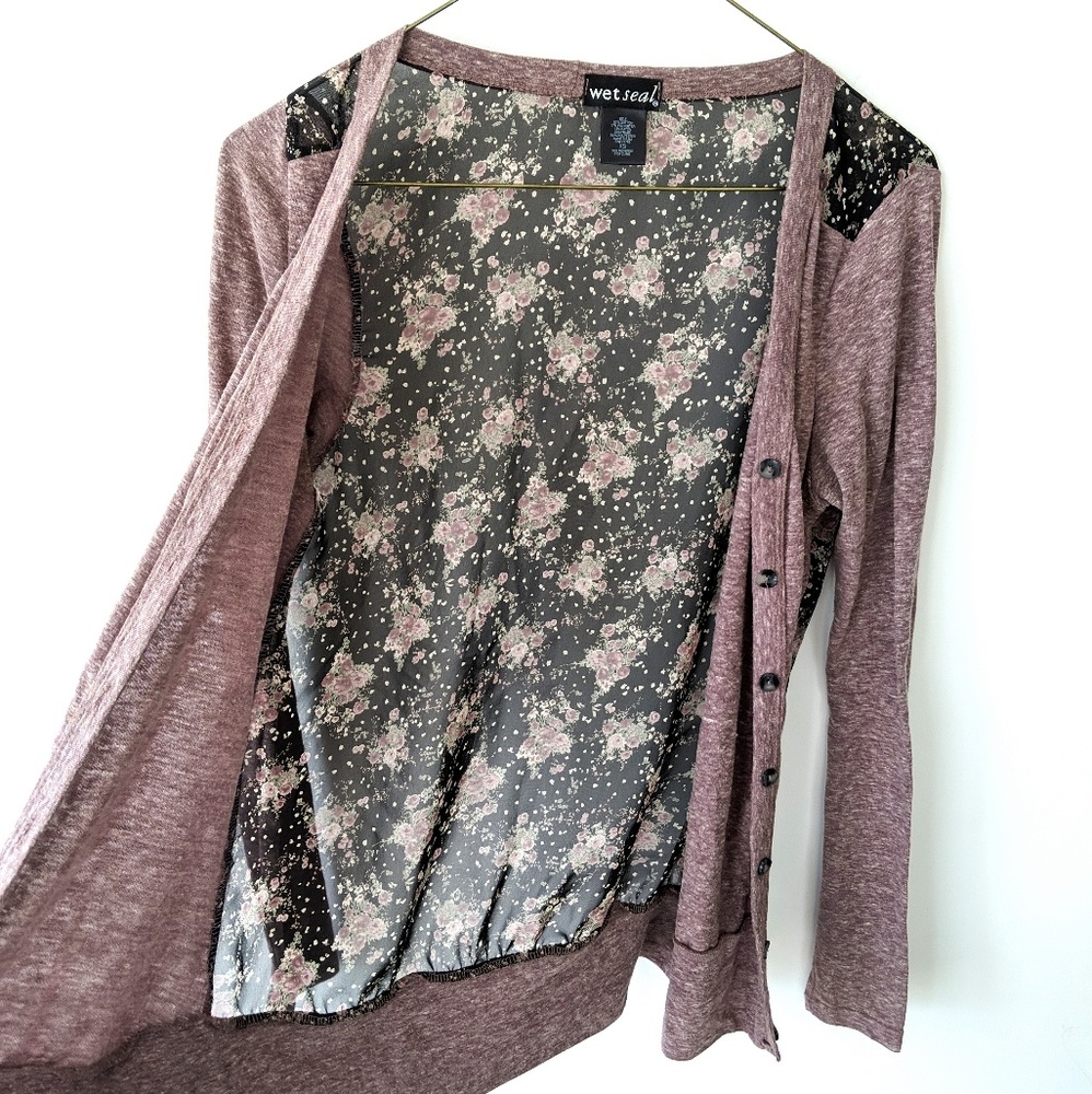 Wet Seal × Cardigan with Floral Detailing